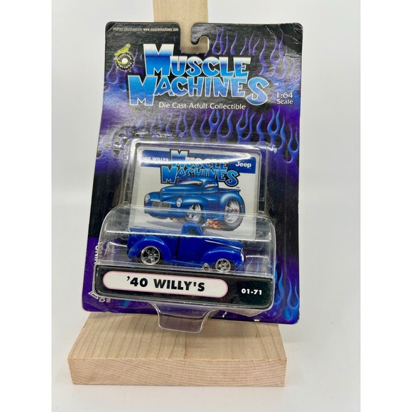 MUSCLE MACHINES 1940 JEEP WILLYS PICKUP TRUCK BLUE 1/64 Diecast B2 01-71 - Picture 2 of 4